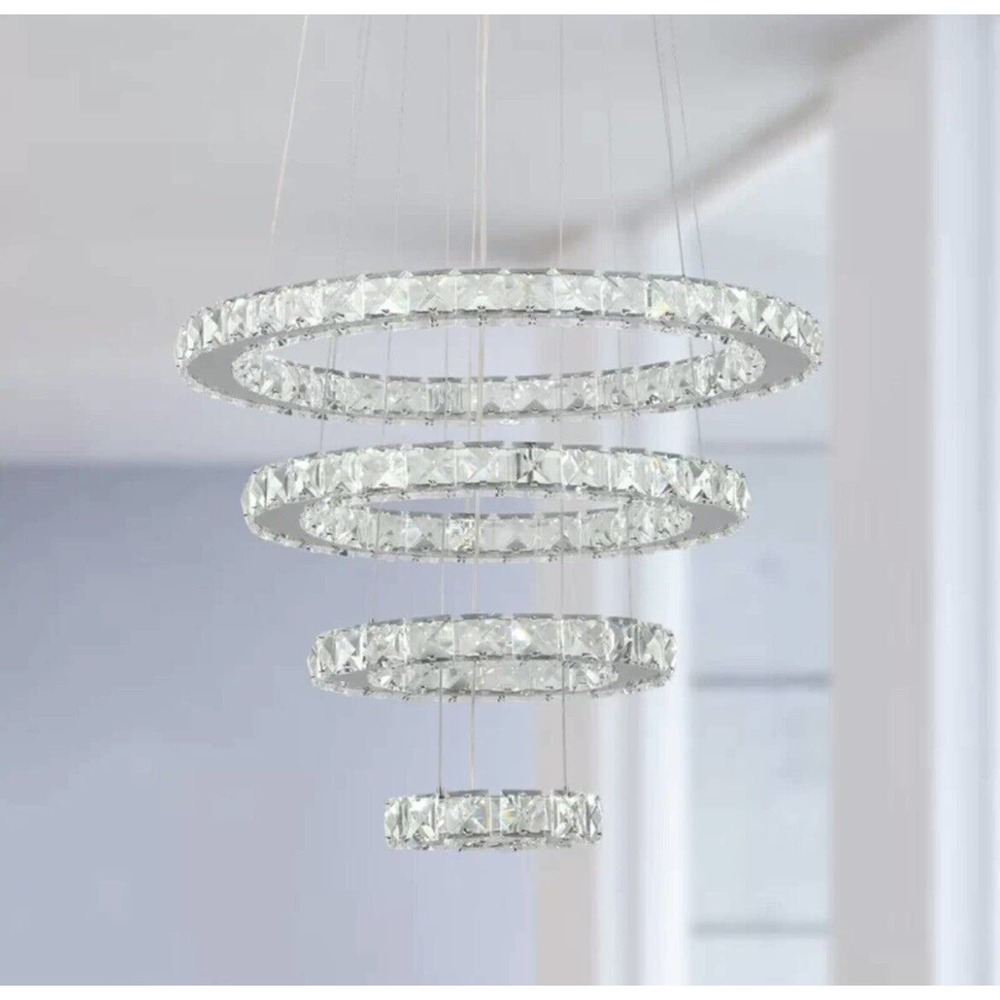 Maxax 4- Light Unique Tiered Chandelier with Crystal Accents YX-450